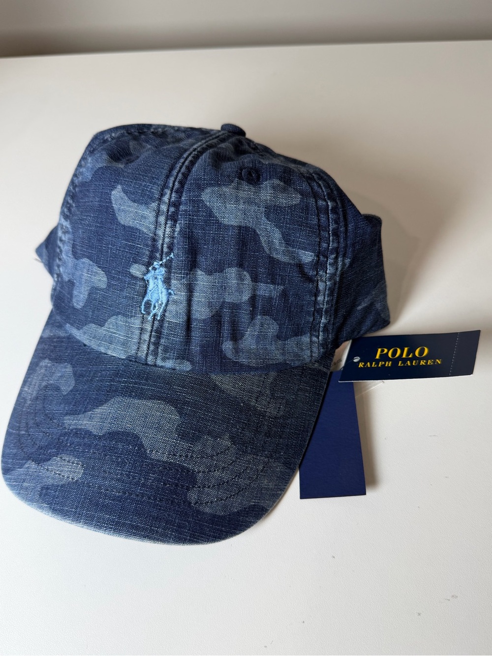 NWT Polo Ralph Lauren Navy Camouflage Denim Baseball Cap Pony Logo Unisex